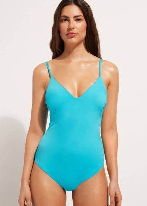 Calzedonia Padded One-Piece Indonesia Women's Swimsuits Turquoise | CA 2008OR