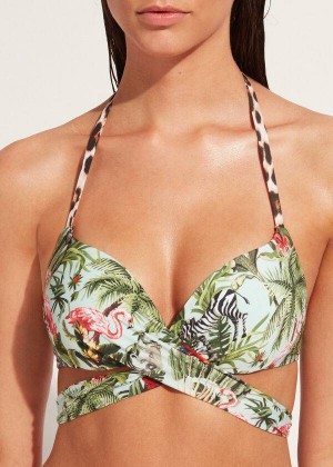 Calzedonia Padded Push-Up Nairobi Eco Women's Bikini Tops Green | CA 2320YU