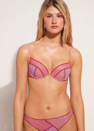 Calzedonia Padded Push-up Lisbona Women's Bikini Tops Pink | CA 2331XF