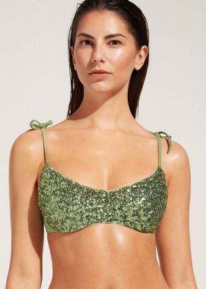 Calzedonia Padded Tank-Style Cannes rosa Women's Bikini Tops Green | CA 2304LH