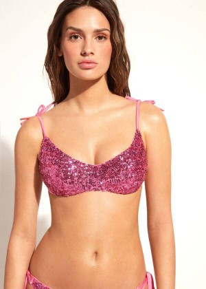 Calzedonia Padded Tank-Style Cannes rosa Women's Bikini Tops Pink | CA 2302JJ