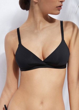 Calzedonia Padded Triangle Indonesia Eco rosa Women's Bikini Tops Black | CA 2271SO