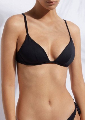 Calzedonia Padded Triangle Indonesia Women's Bikini Tops Black | CA 2289RW