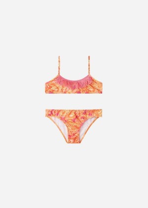 Calzedonia Paisley Two-Piece Jasmine Kids' Swimsuits Red | CA 1143WY