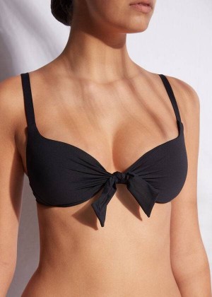 Calzedonia Patrizia Indonesia Push-Up Women's Bikini Tops Black | CA 2253ZG