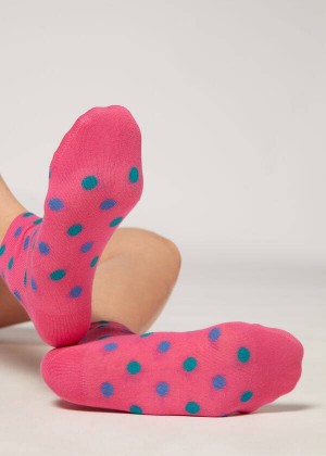 Calzedonia Polka Dot Pattern Short Women's Socks Pink | CA 1721IS