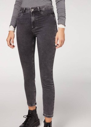 Calzedonia Push-up and soft touch Women's Jeans Grey | CA 1584QZ