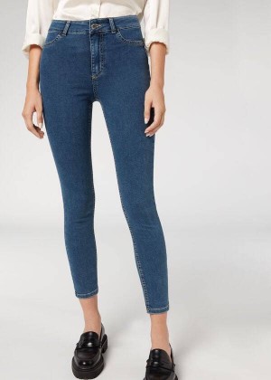 Calzedonia Push-up and soft touch Women's Jeans Blue | CA 1581BC