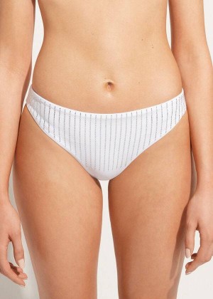 Calzedonia Rhinestone Shanghai Women's Bikini Bottoms White | CA 2668GL