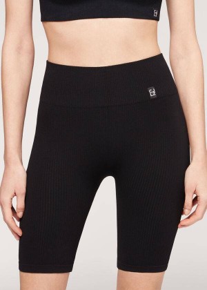 Calzedonia Seamless Athletic Bike Women's Leggings Black | CA 1513IS