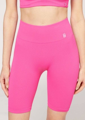 Calzedonia Seamless Athletic Bike Women's Leggings Pink | CA 1512UT