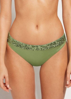 Calzedonia Sequined Cannes rosa Women's Bikini Bottoms Green | CA 2653RW