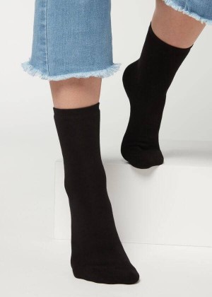 Calzedonia Short Cotton Thermal Women's Socks Black | CA 1701FM