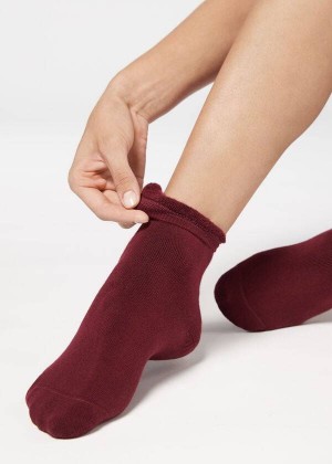 Calzedonia Short Cotton Thermal Women's Socks Red | CA 1700DN