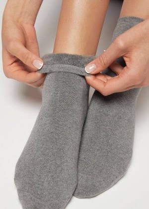 Calzedonia Short Cotton Thermal Women's Socks Grey | CA 1698AP