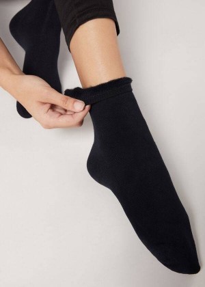 Calzedonia Short Cotton Thermal Women's Socks Blue | CA 1697PQ