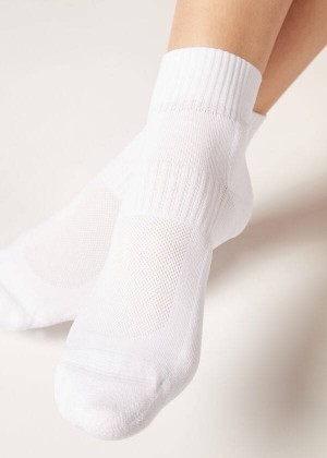 Calzedonia Short Sport Women's Socks White | CA 1672AP