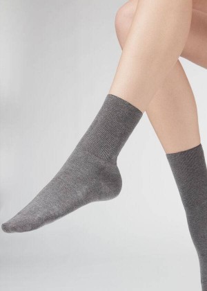 Calzedonia Short in Cotton with Cashmere Women's Socks Grey | CA 1693YU