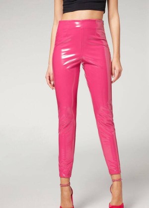 Calzedonia Skinny in Thermal Vinyl Women's Leggings Pink | CA 1507WY