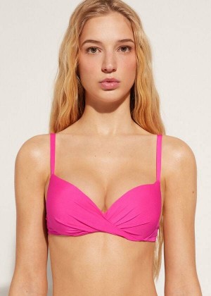 Calzedonia Soft Graduated Super Padded Push-up Indonesia Eco Women's Bikini Tops Pink | CA 2228XF