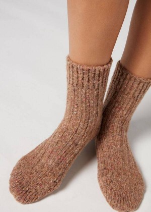 Calzedonia Soft Short House Women's Socks Brown | CA 1654LH