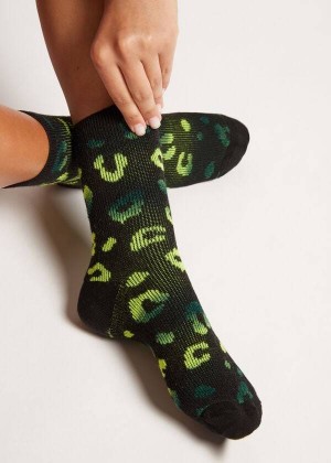 Calzedonia Spotted Cashmere Short Women's Socks Black / Green | CA 1653KI