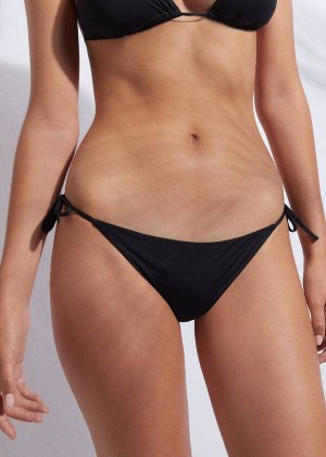 Calzedonia String Indonesia Women's Bikini Bottoms Black | CA 2594KI