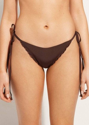 Calzedonia String Thong Islamorada Women's Bikini Bottoms Coffee Brown | CA 2573DN