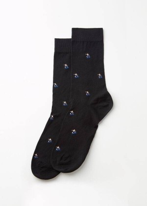 Calzedonia Summer Print Crew Men's Socks Black | CA 1315KI