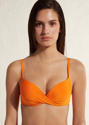 Calzedonia Super Padded Push Up Indonesia Eco Women's Bikini Tops Orange | CA 2216OR