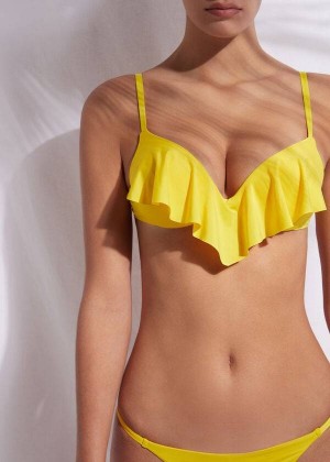 Calzedonia Super Padded Push Up Indonesia Eco rosa Women's Bikini Tops Yellow | CA 2212TV