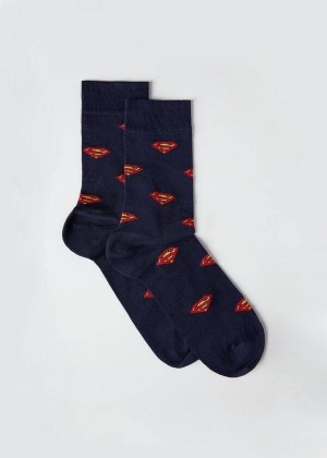 Calzedonia Superman Crew Men's Socks Blue | CA 1332OR