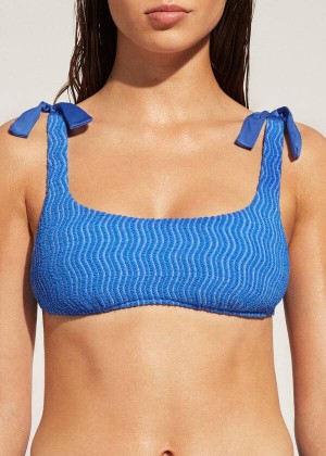 Calzedonia Tank Mykonos Women's Bikini Tops Blue | CA 2206NB