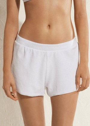 Calzedonia Terrycloth Shorts Women's Cover Ups White | CA 2041HK