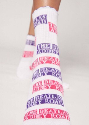 Calzedonia The Beatles Abbey Road Short Women's Socks White | CA 1643IS