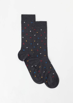 Calzedonia Triangle Pattern Crew Men's Socks Grey | CA 1330UT