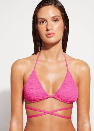 Calzedonia Triangle Slide String Miami Women's Bikini Tops Pink | CA 2171HK