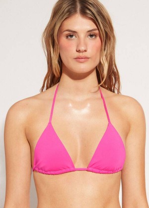 Calzedonia Triangle String Indonesia Eco rosa Women's Bikini Tops Pink | CA 2147KI