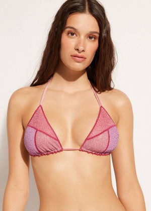 Calzedonia Triangle String Lisbona Women's Bikini Tops Pink | CA 2141SO