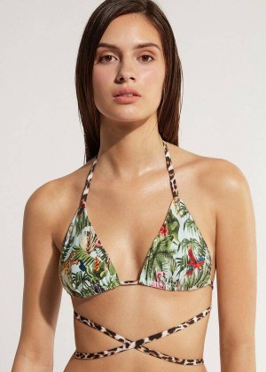 Calzedonia Triangle String Nairobi Eco Women's Bikini Tops Green | CA 2135YU