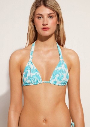 Calzedonia Triangle String Sorrento Women's Bikini Tops Blue | CA 2132EX