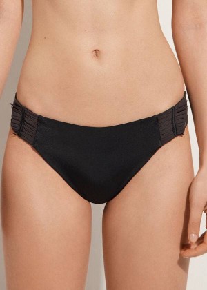 Calzedonia Tulle Insert Tokyo Women's Bikini Bottoms Black | CA 2533QZ