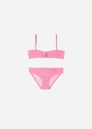 Calzedonia Two-Piece Bandeau San Diego Kids' Swimsuits Pink | CA 1123IS