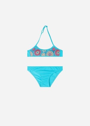 Calzedonia Two Piece Capri Kids' Swimsuits Turquoise | CA 1137CE