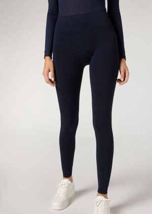 Calzedonia Ultra-Opaque Microfiber Women's Leggings Blue | CA 1483RW