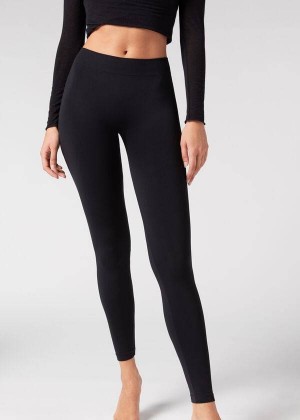 Calzedonia Ultra-Opaque Microfiber Women's Leggings Black | CA 1482EX