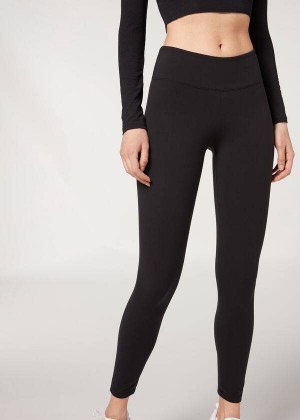 Calzedonia Ultra Light Active Women's Leggings Black | CA 1485YU