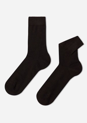 Calzedonia Warm Cotton Crew Men's Socks Brown | CA 1368LH