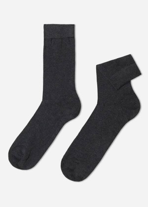 Calzedonia Warm Cotton Crew Men's Socks Navy | CA 1365HK