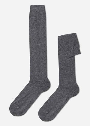 Calzedonia Warm Cotton Long Men's Socks Grey | CA 1408UT